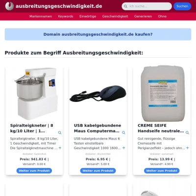 Screenshot ausbreitungsgeschwindigkeit.de