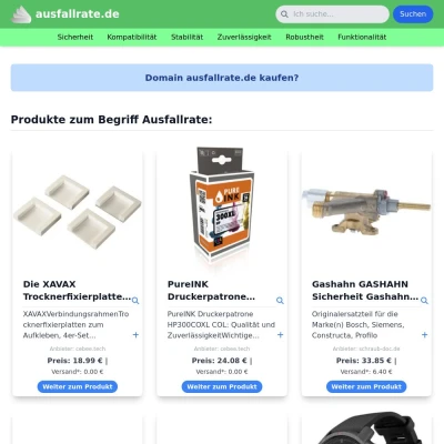 Screenshot ausfallrate.de