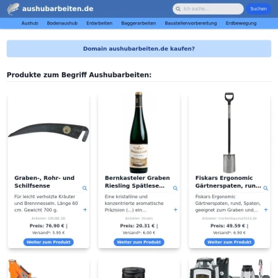 Screenshot aushubarbeiten.de