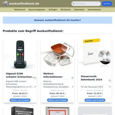 Screenshot auskunftsdienst.de