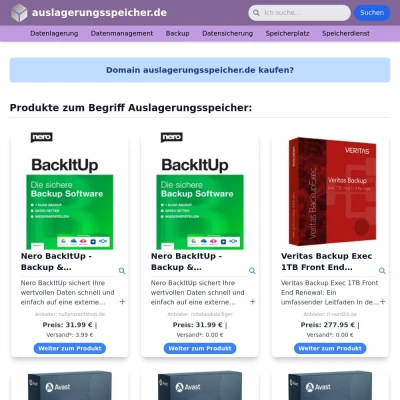 Screenshot auslagerungsspeicher.de