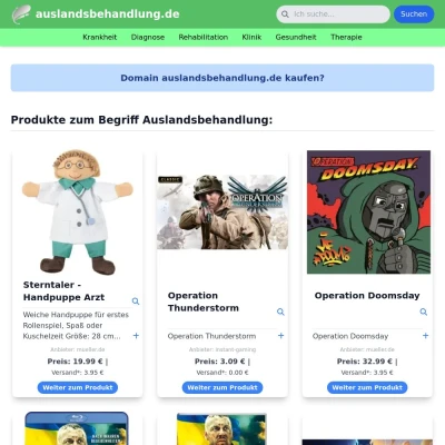 Screenshot auslandsbehandlung.de