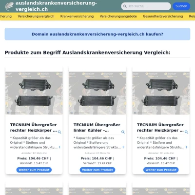 Screenshot auslandskrankenversicherung-vergleich.ch
