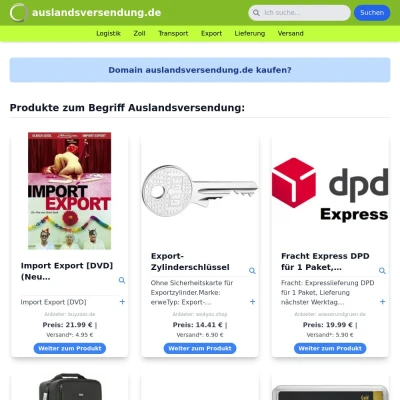 Screenshot auslandsversendung.de