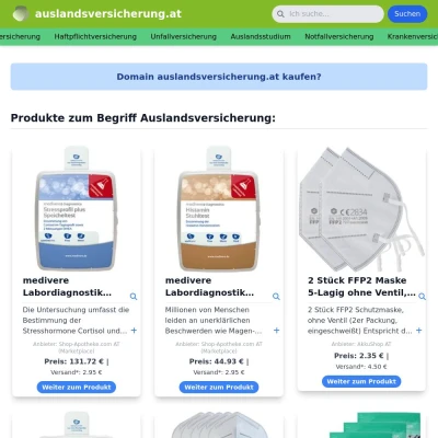 Screenshot auslandsversicherung.at