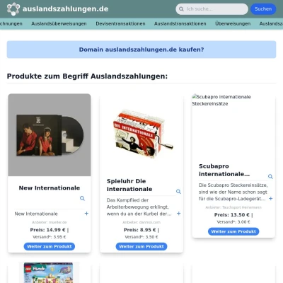 Screenshot auslandszahlungen.de