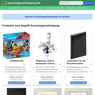 Screenshot ausreisegenehmigung.de