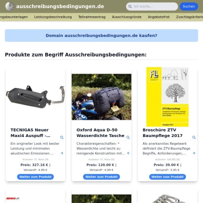 Screenshot ausschreibungsbedingungen.de