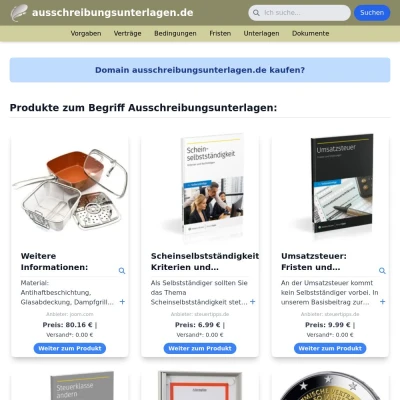 Screenshot ausschreibungsunterlagen.de