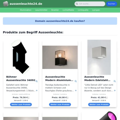 Screenshot aussenleuchte24.de