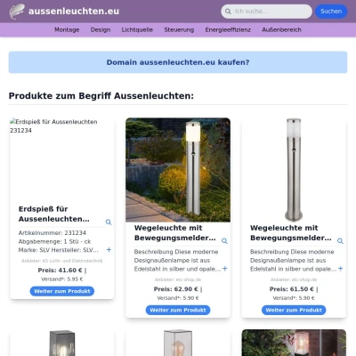 Screenshot aussenleuchten.eu