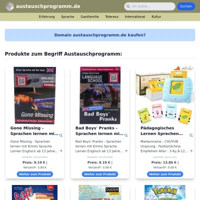 Screenshot austauschprogramm.de