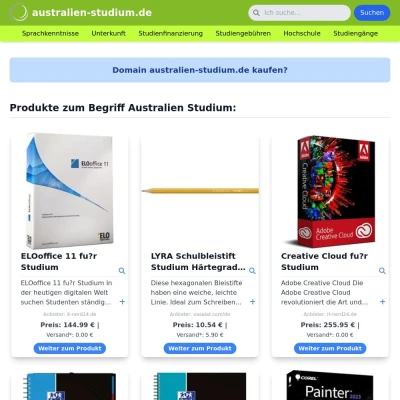 Screenshot australien-studium.de