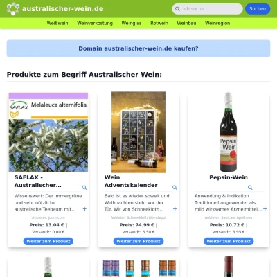 Screenshot australischer-wein.de