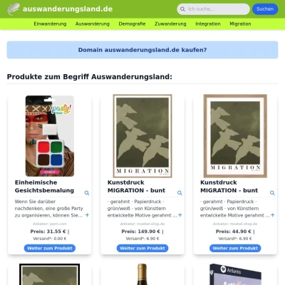 Screenshot auswanderungsland.de