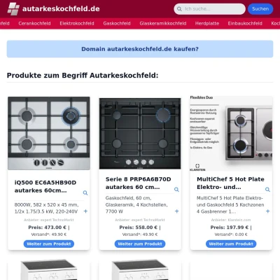 Screenshot autarkeskochfeld.de