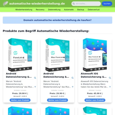 Screenshot automatische-wiederherstellung.de