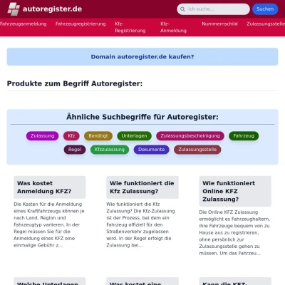 Screenshot autoregister.de