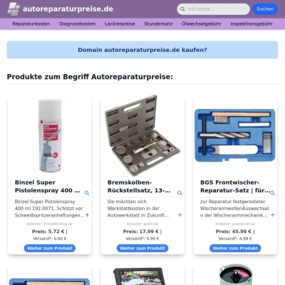 Screenshot autoreparaturpreise.de