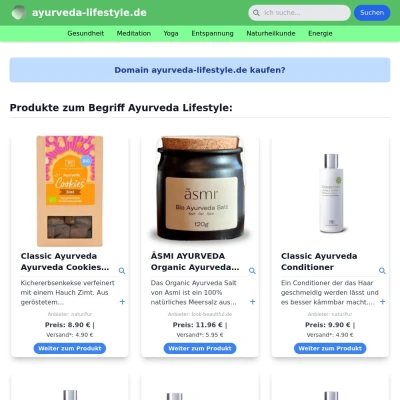 Screenshot ayurveda-lifestyle.de