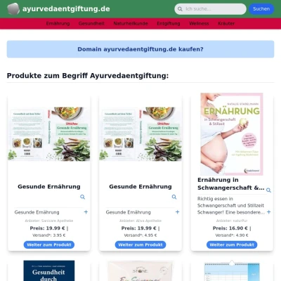 Screenshot ayurvedaentgiftung.de