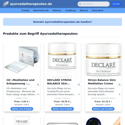 Screenshot ayurvedatherapeuten.de