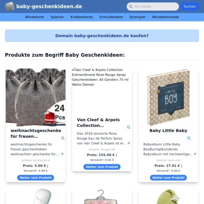 Screenshot baby-geschenkideen.de