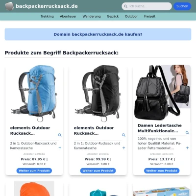 Screenshot backpackerrucksack.de