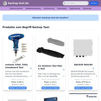 Screenshot backup-tool.de