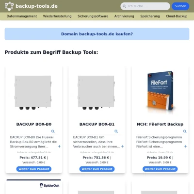 Screenshot backup-tools.de