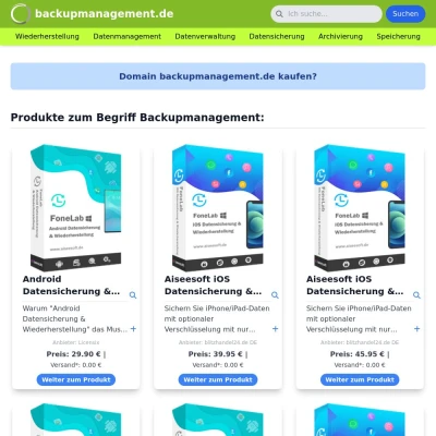 Screenshot backupmanagement.de