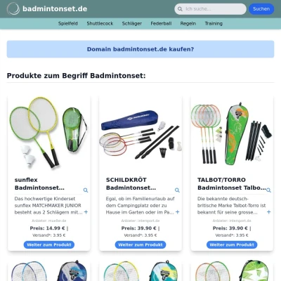 Screenshot badmintonset.de