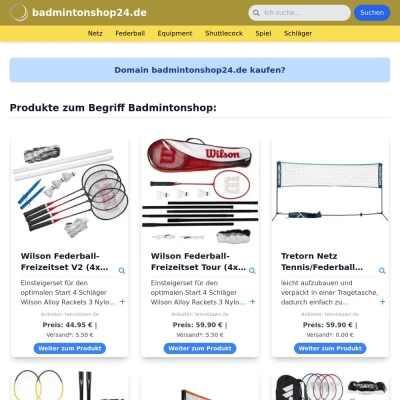 Screenshot badmintonshop24.de