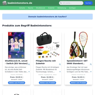 Screenshot badmintonstore.de