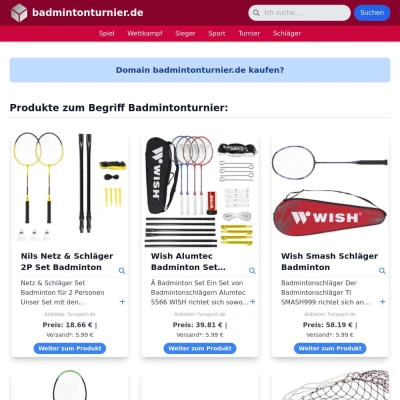 Screenshot badmintonturnier.de