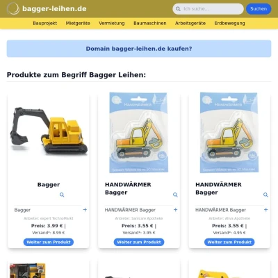 Screenshot bagger-leihen.de