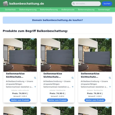 Screenshot balkonbeschattung.de