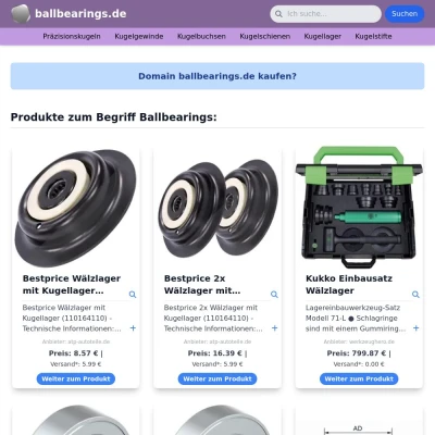 Screenshot ballbearings.de