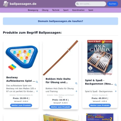Screenshot ballpassagen.de