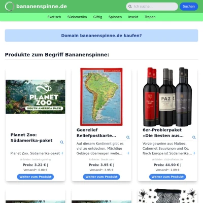 Screenshot bananenspinne.de