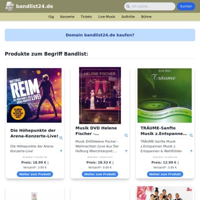 Screenshot bandlist24.de