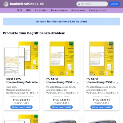 Screenshot bankleitzahlen24.de