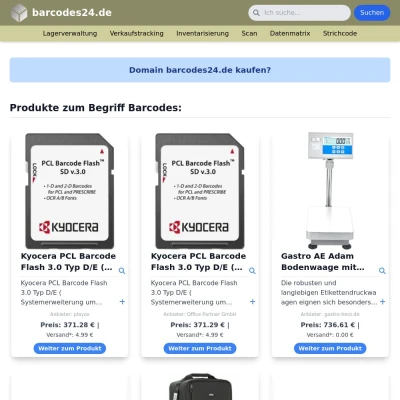 Screenshot barcodes24.de