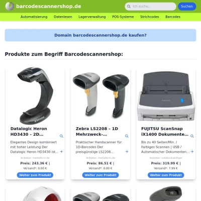 Screenshot barcodescannershop.de