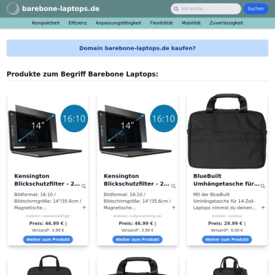 Screenshot barebone-laptops.de