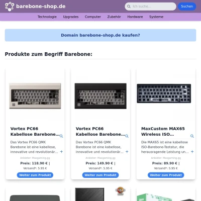 Screenshot barebone-shop.de