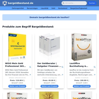 Screenshot bargeldbestand.de