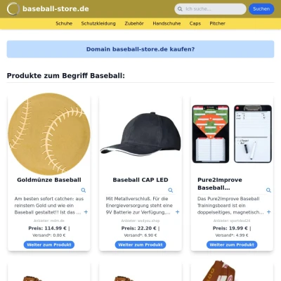 Screenshot baseball-store.de