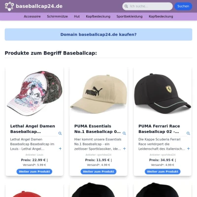Screenshot baseballcap24.de