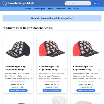 Screenshot baseballcaps24.de